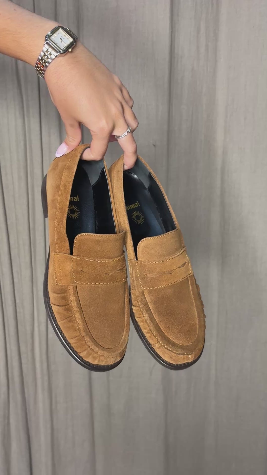 Mocassins camelle en Daim